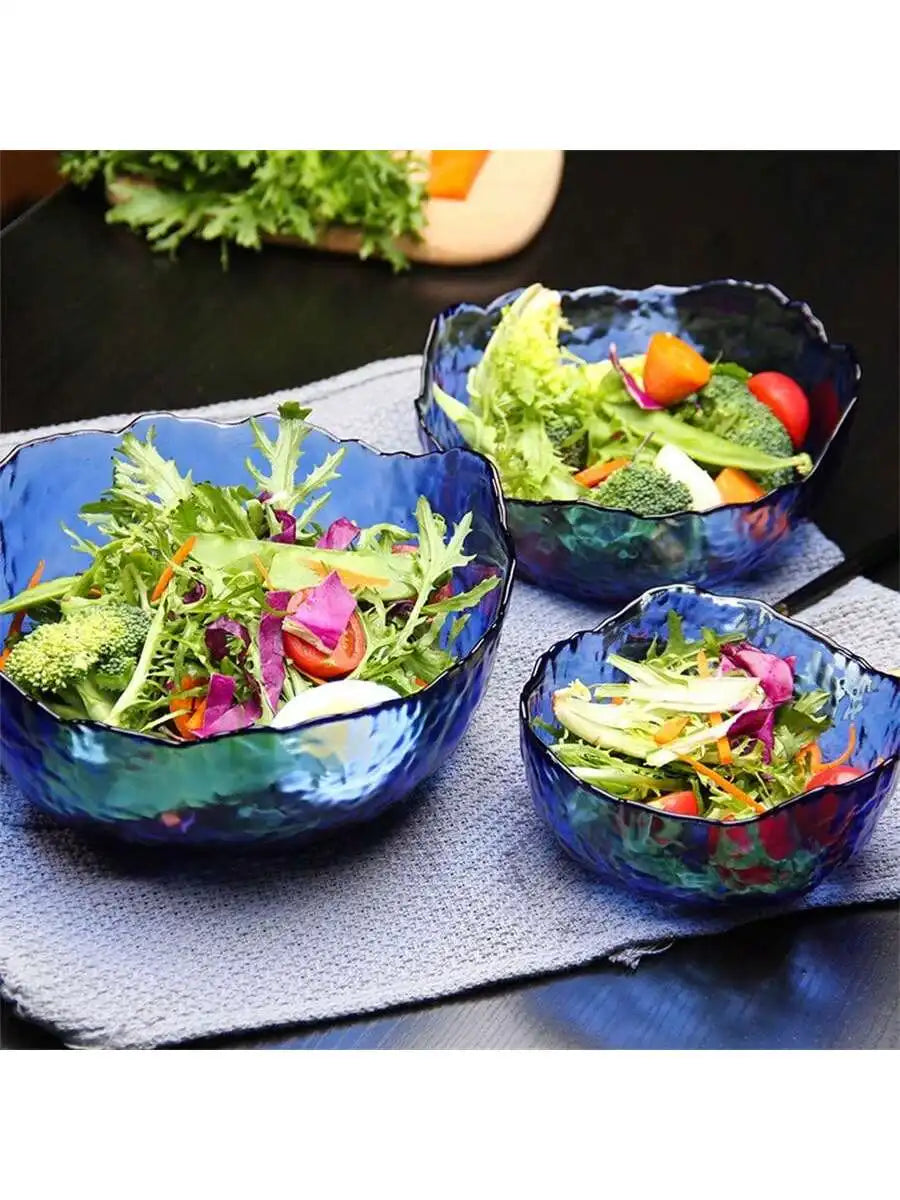 Thickened Glass Salad Bowl Light Luxury Fruit Vegetable Dessert Cold Qme