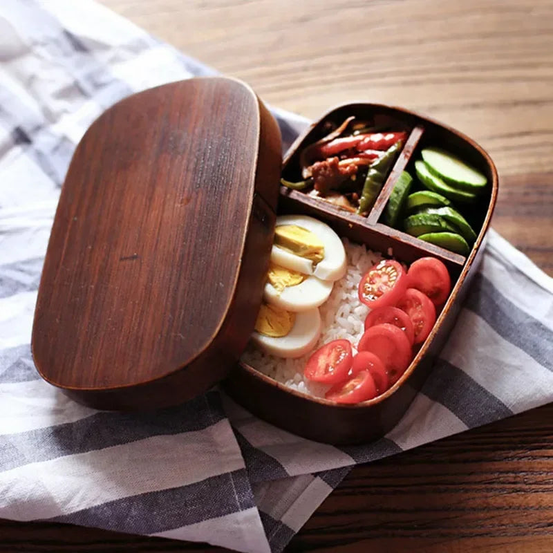 Japanese-style Wooden Bento Box Single Layer Ash Sushi Lunch Large Qme