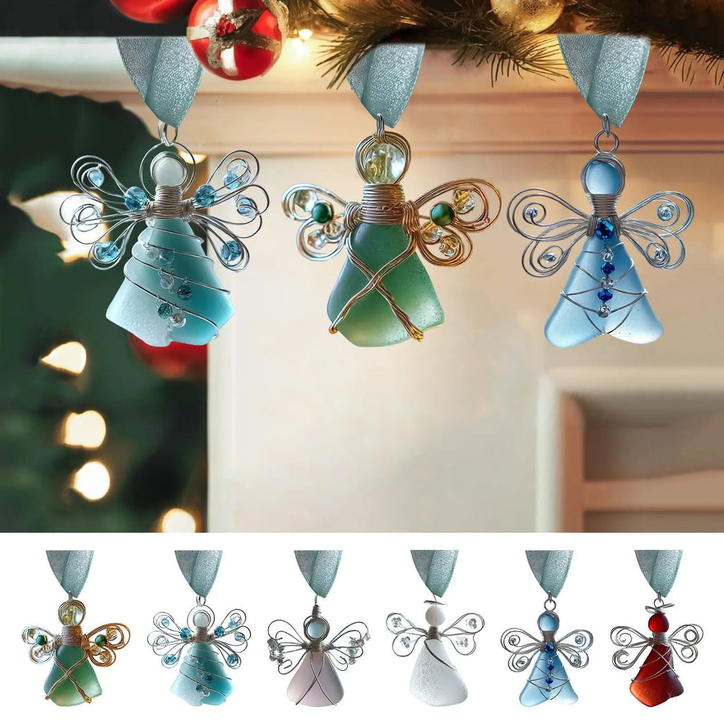 Sea Glass Decor 6 Angel Coastal Pendant 2D Acrylic Christmas Tree Qme