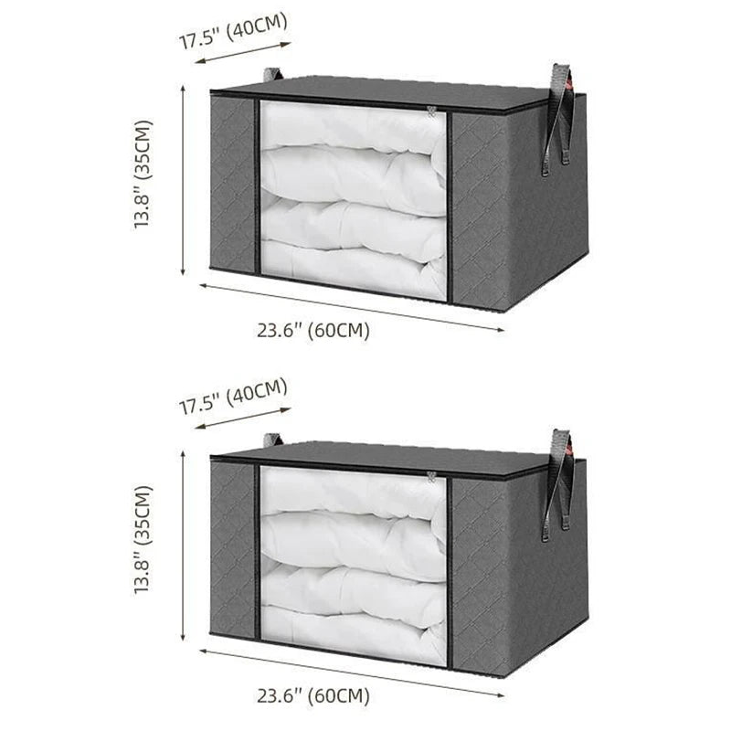 Large Capacity Viewing Window Quilt Storage Bag Household Dustproof Bedding Storage Box Clothing Sorting Bag Moving Organizing Qme Dark gray 2pcs