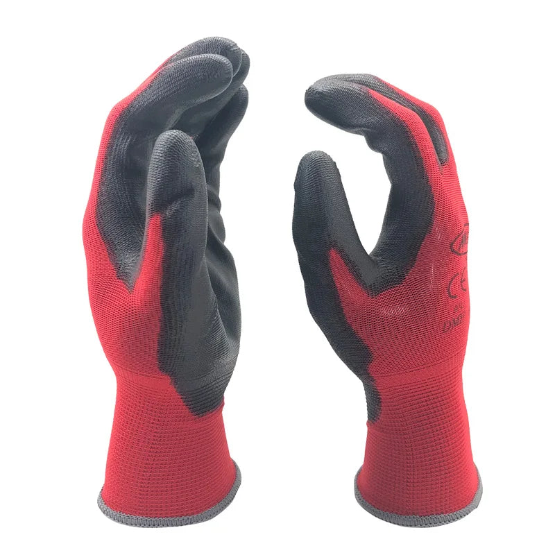10PCS Work Gloves Nitrile Rubber Abrasion Resistant Anti-Slip Oilproof Breathable Protective Gloves for Construction Workplace Qme