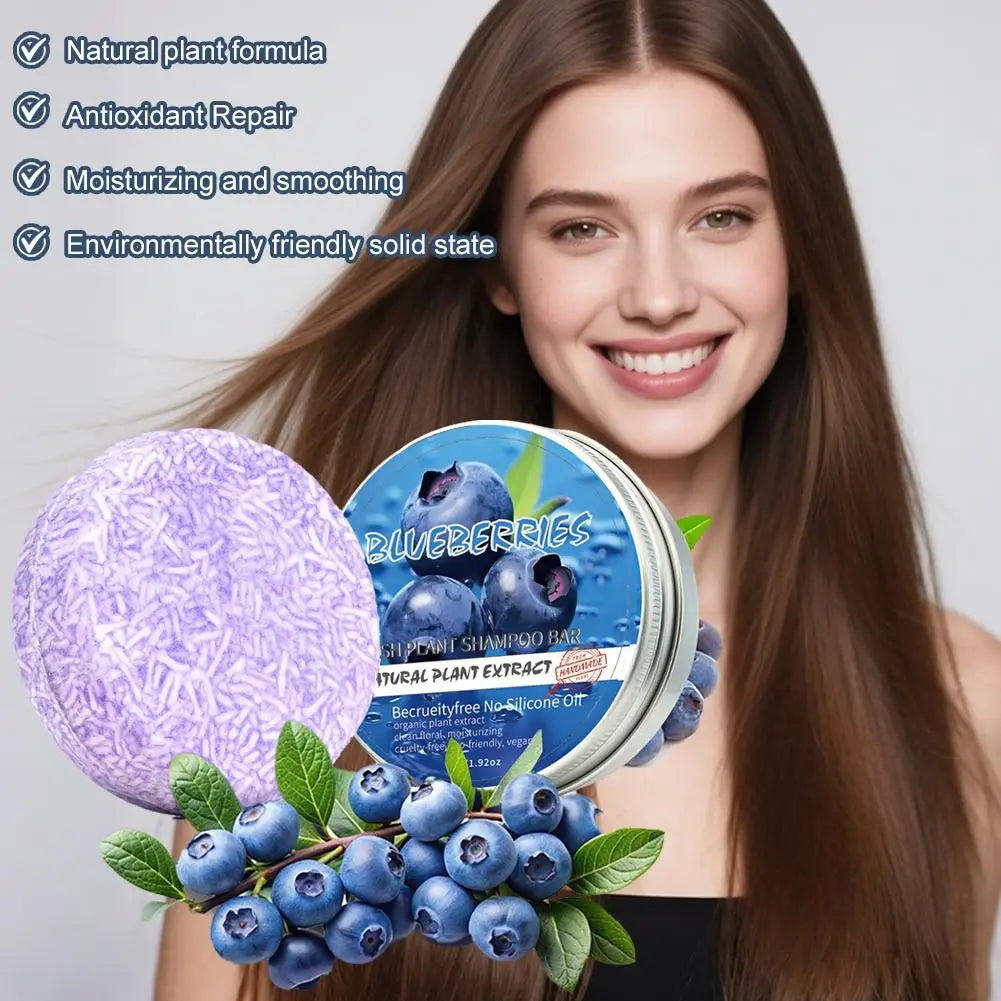 Blueberry Shampoo Soap Handmade Solid Hair Thinning Deep Cleansing Qme