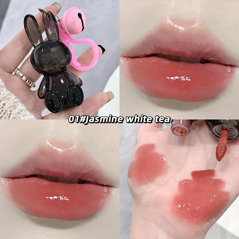Gege Bear Pink Rabbit Velvet Matte Lip Cream Black Rabbit Water light lip glaze matte mirror pendant lipstick lip gloss Qme GX1228-01