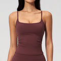 A NCLAGEN GYM Tank Top With Built-In Bra Women's Yoga Clothing Running Square Neck Fitness Vest Beautiful Back Sports Workout Qme Wine stain red L