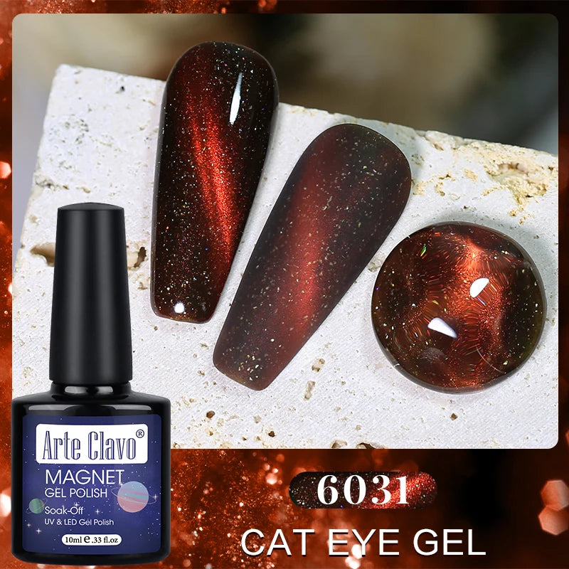 Arte Clavo Cat Eye Magnetic Gel Polish Green Red Semi Permanent Soak Qme 6031