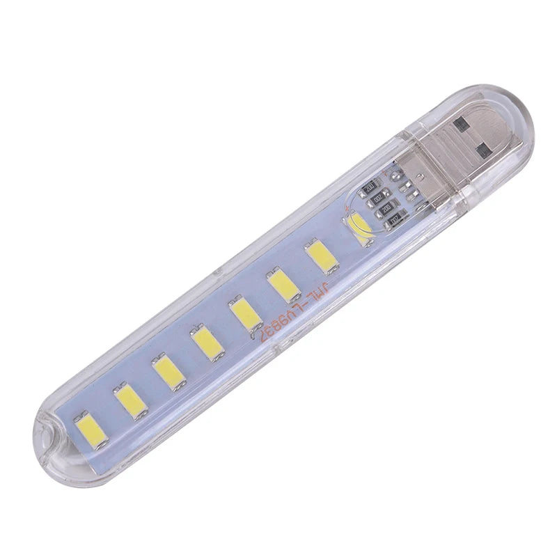 Mini LED Portable 5V 8 LED USB Lighting Computer Mobile Power Lamp Night Light. Qme A2 White