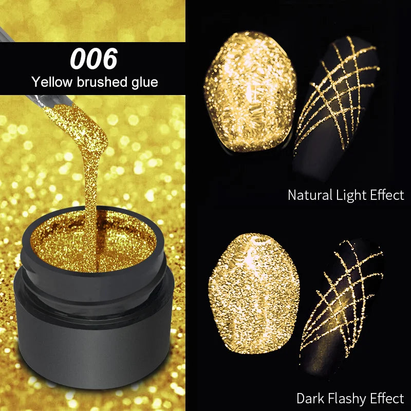 6 Colors Metallic Glitter Liner Gel Nail Polish Reflective Painting Qme 006