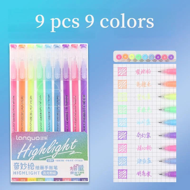 9-Pack Morandi Vintage Journal Pens, Multi-Color Graffiti Drawing Gel Pens with Refillable Cartridges Qme C Multi-Colored