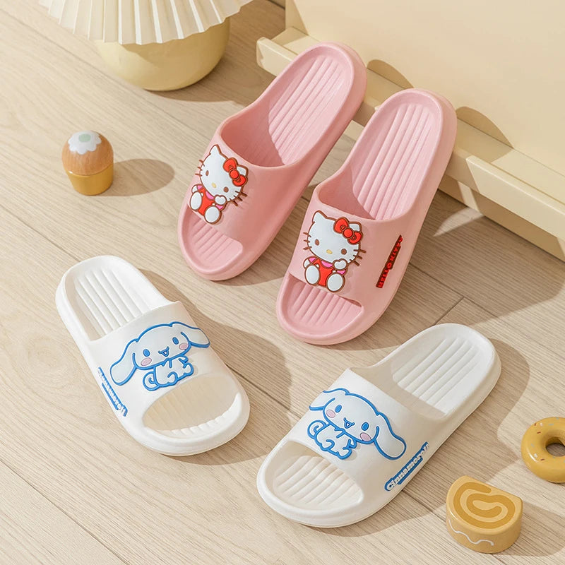 Hello Kitty Cartoon-Style Minimalist Flip-Flops Cute, Non-Slip Flip-Flops for Students Lightweight Slippers for Home and Ba Qme