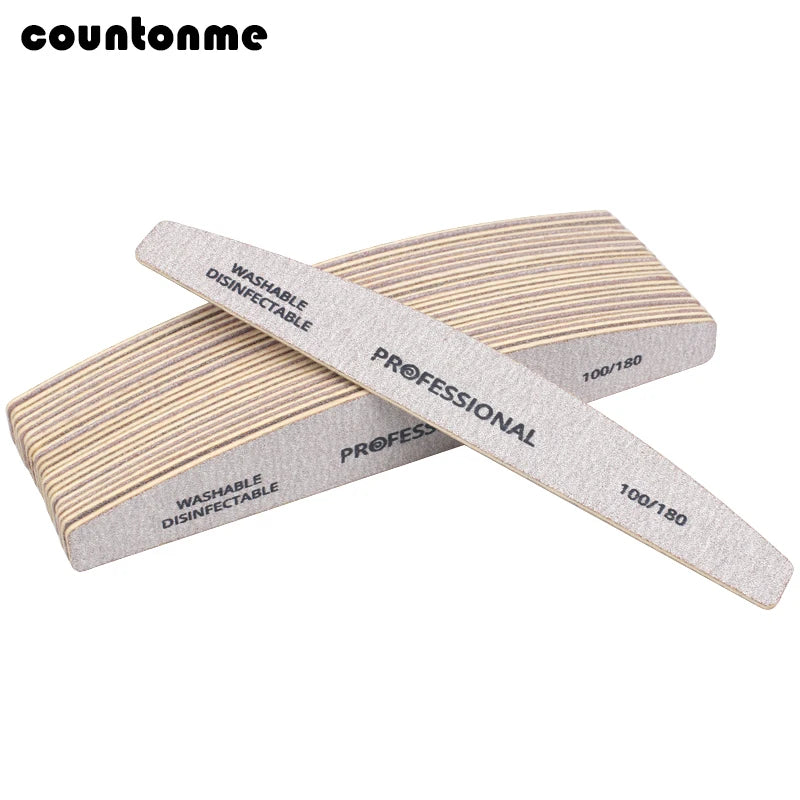 Lot Wooden Nail Files Professional Buffer 100 180 Limas Manicura Qme