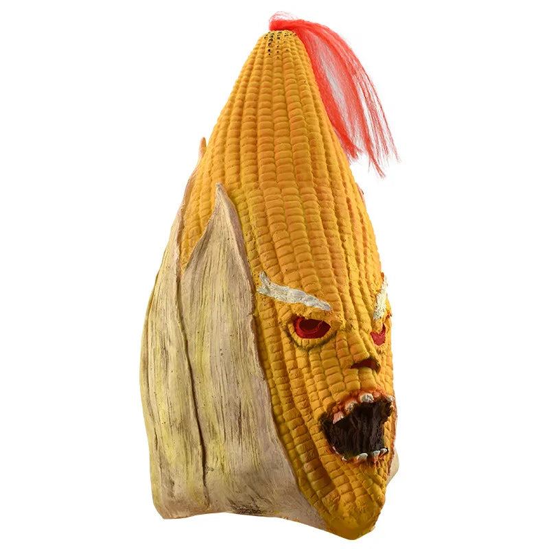 Evil Corn Mask Cosplay Horror Maize Latex Helmet Full Face Novely Headwear Halloween Masquerade Party Costume Prop Qme