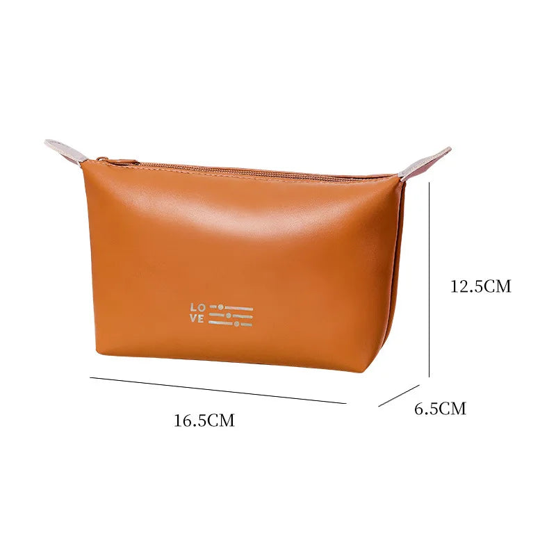 A Traveling Toiletry Makeup Organizer Large Capacity PU Leather Dumplings Cosmetic Bag Waterproof Tophandle Washing Storage Bags Qme Coffee