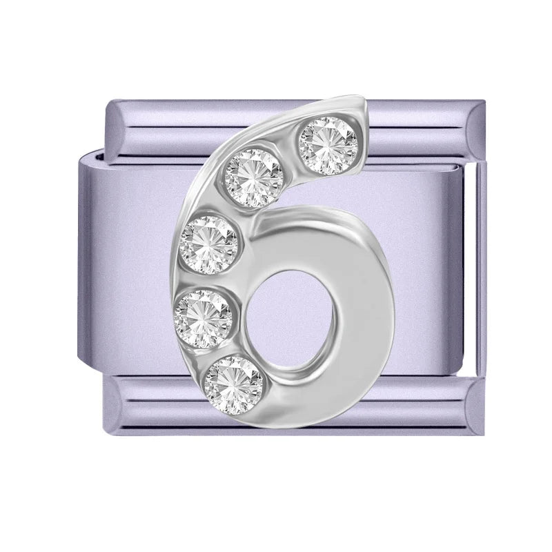 Shiny Zircon Butterfly Moon Stars Bow Purple Color Italian Charm Links Fit 9mm Stainless Steel Bracelet Women DIY Making Gift Qme Style 7