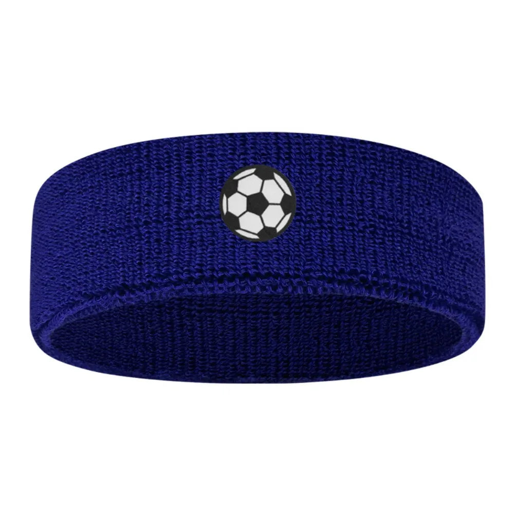 Sweat Absorbing Cartoon Sports Headband Polyester Wicking Hairband Qme Soccer Navy
