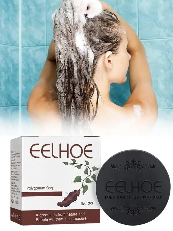 Polygonum Hair Darkening Shampoo Soap Bar Repair Gray White Black Qme