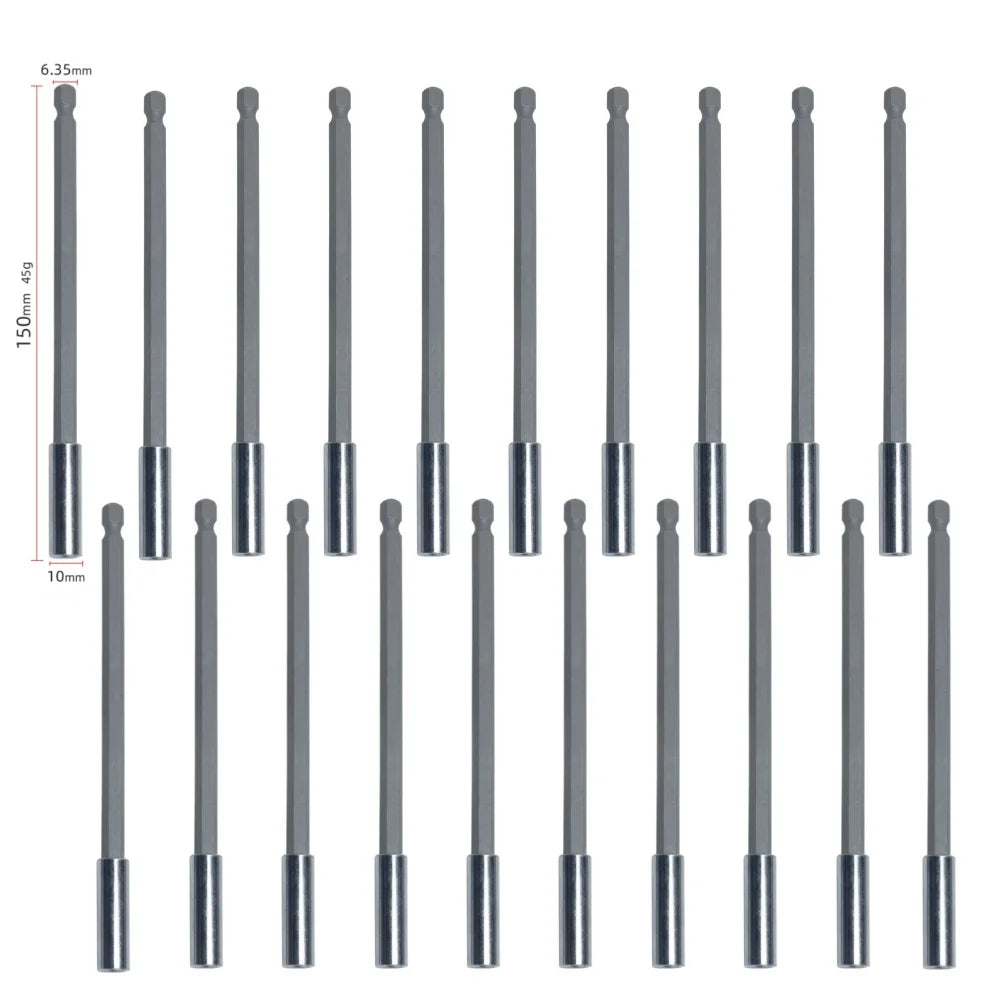 20-1PCS Hex Shank Drill Bit 60MM-150MM Magnetic Screwdriver Extended Link Screwdriver Head Holder Kit Rotary Tool Accessories Qme 150MM 20pcs