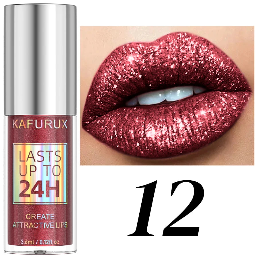 20 Matte Shiny Glitter Liquid Lipstick Lip Gloss Diamond Makeup Qme 12