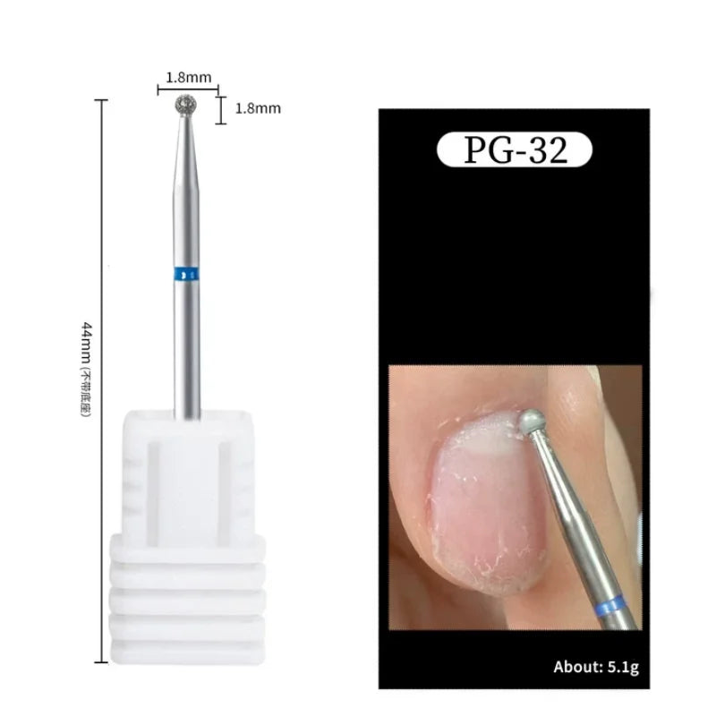 Nail Art Diamond Drill Polishing Head Sanding Acrylic Gel Remove Electric Manicure Drill Machine Replacement Gringing Heads Qme PG-32