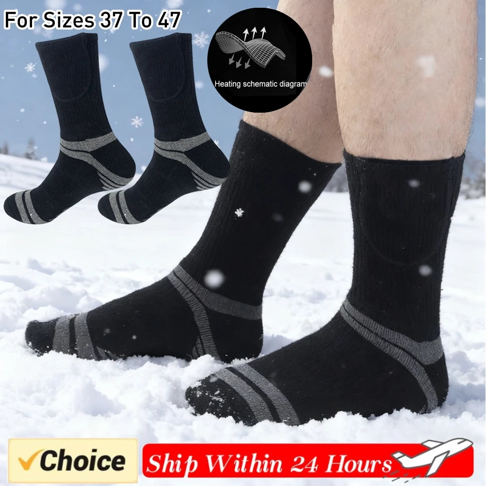 Unisex Electric Heated Socks Washable Rechargeable Heated Socks Elastic Thickened for Men Women Autumn Winter Thermal Sport Sock Qme