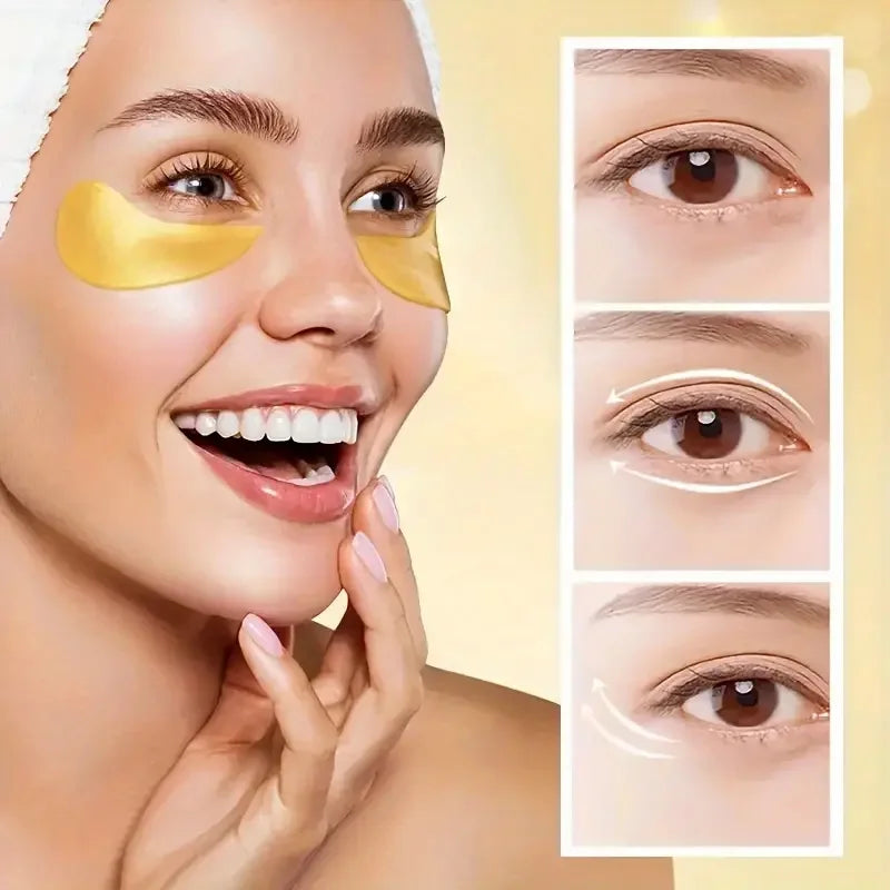 24K Gold Collagen Eye Mask Anti Dark Circles Eyes Bags Moisturizing Anti-Wrinkles Eye Patches Eyes Skin Care Products Qme