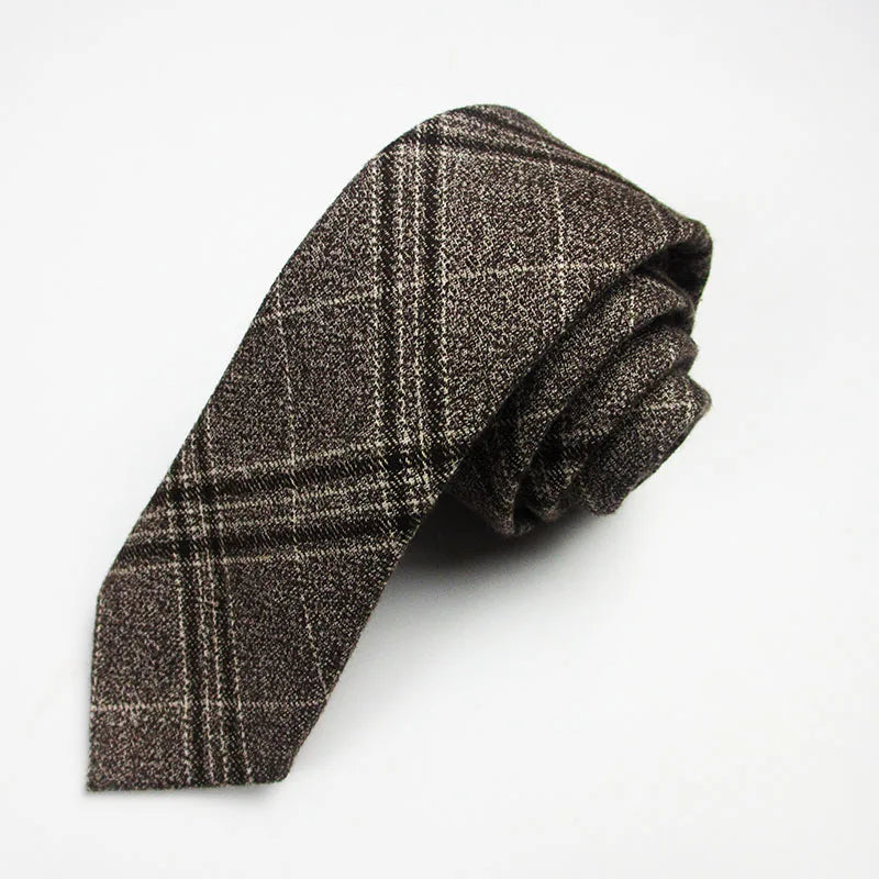 Fashion Woven Cotton Ties Men Skinny Neck Tie Wedding Casual Plaid Qme RT1