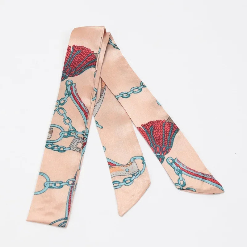 Skinny Scarf Hair Small Women Simple Handle Ribbon Fashion Printing