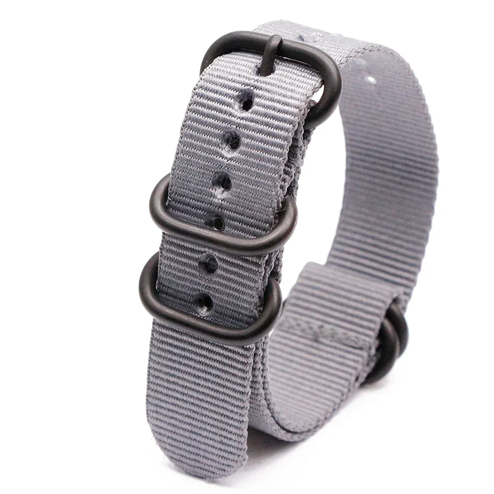 Black Ring Buckle Army Sports Nylon Watch Band Wrist Strap Accessories For Samsung Huawei 18MM 20MM 22MM 24MM Qme