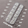 12 Grid Mixed Flat Bottomed Pearl Half Round Rhinestones Nail Jewelry Qme A1