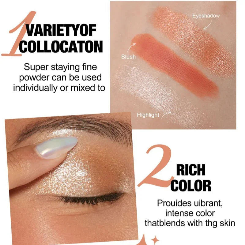 Multifunctional Palette Matte Highlighter Blush Palette Long-Lasting Blush Eyeshadow Face Cosmetics Makeup Palette Female Qme