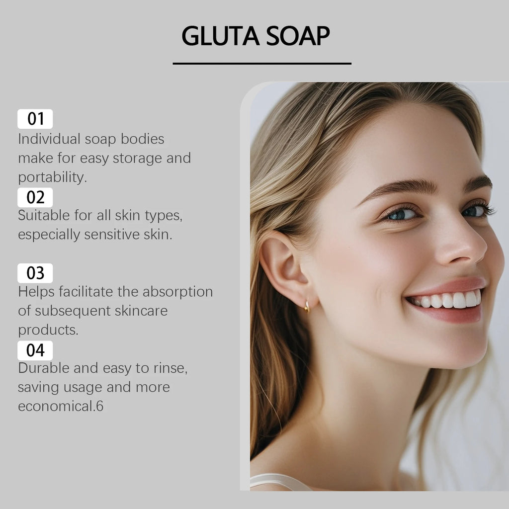 Facial Soap Series Tea Tree Oil & Glutathione Oil Control Brightening Smoothing Gentle Cleansing Bar for Face & Body Daily Care Qme