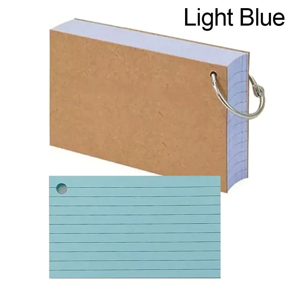50PCS Binder Horizontal Line Memo Book Loose-Leaf Index Cards Flash Cards Small Revision Cards for Study Office Note Pads Qme Light Blue