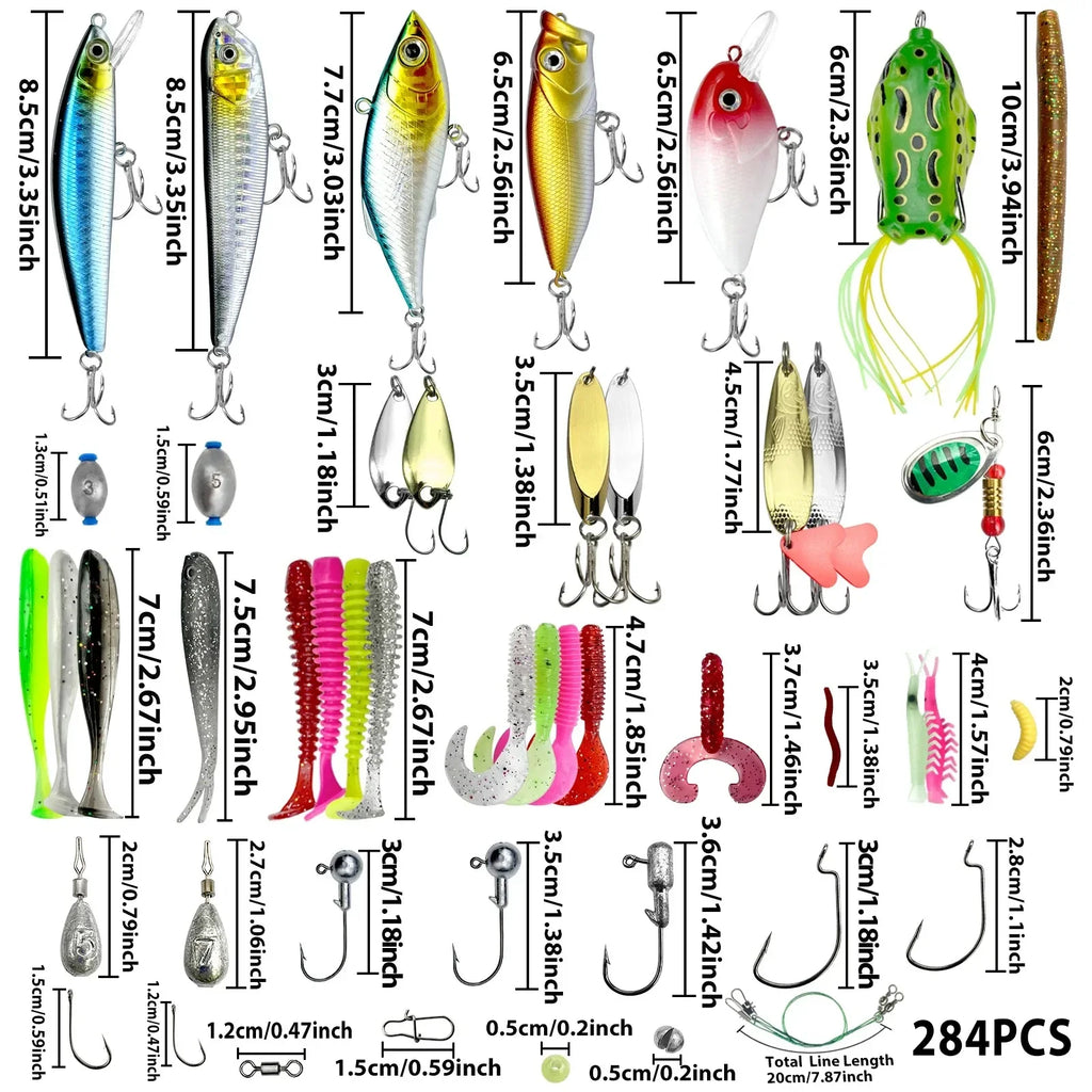 133 Fishing Lures Topwater Bait Rigs Tackle Bass Trout Salmon Qme
