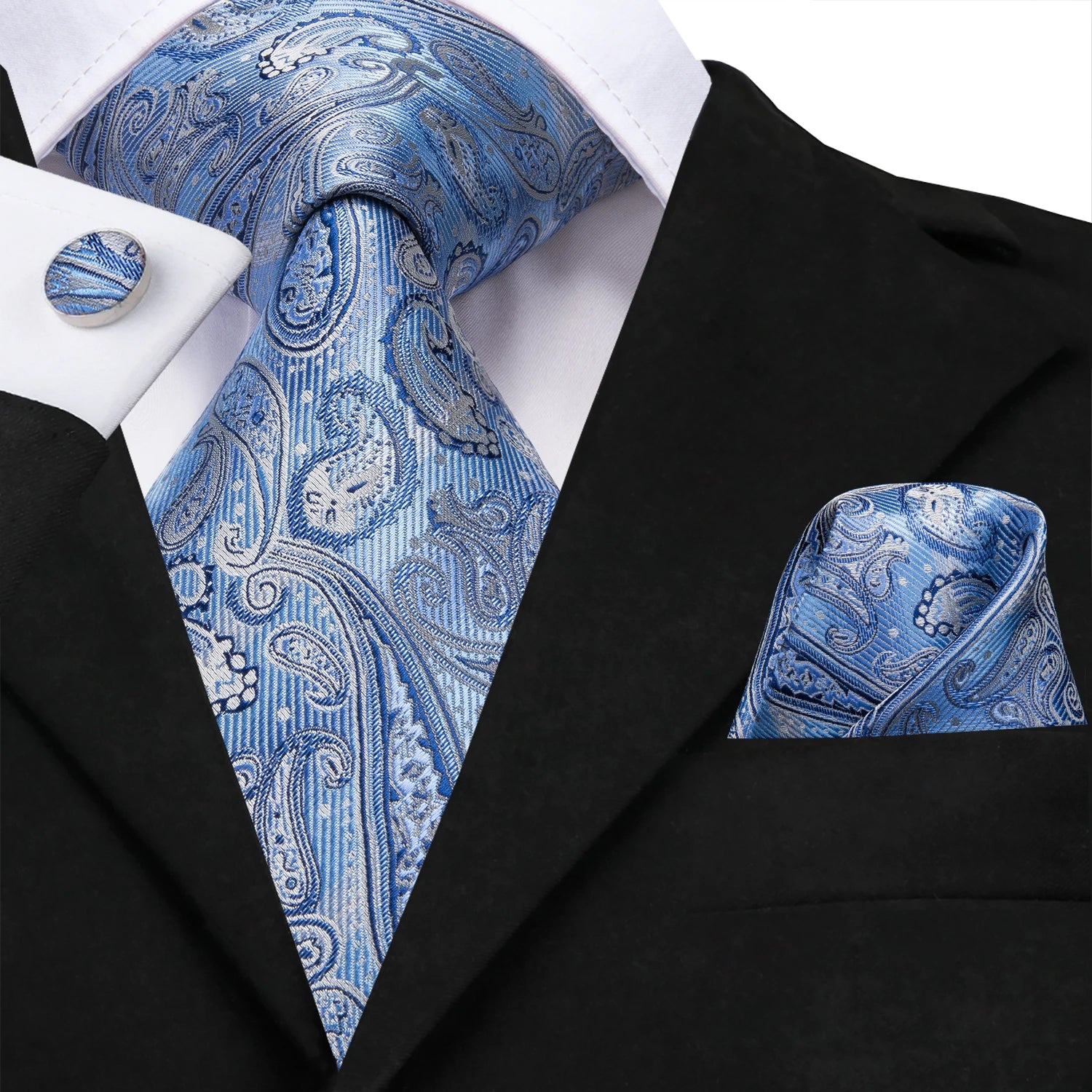Hi-Tie Men's Ties Floral Paisley Handkerchief Cufflinks Tuxedo Accessories Classic Luxury Gift Ties For Party Dinner Wedding Qme N-3570