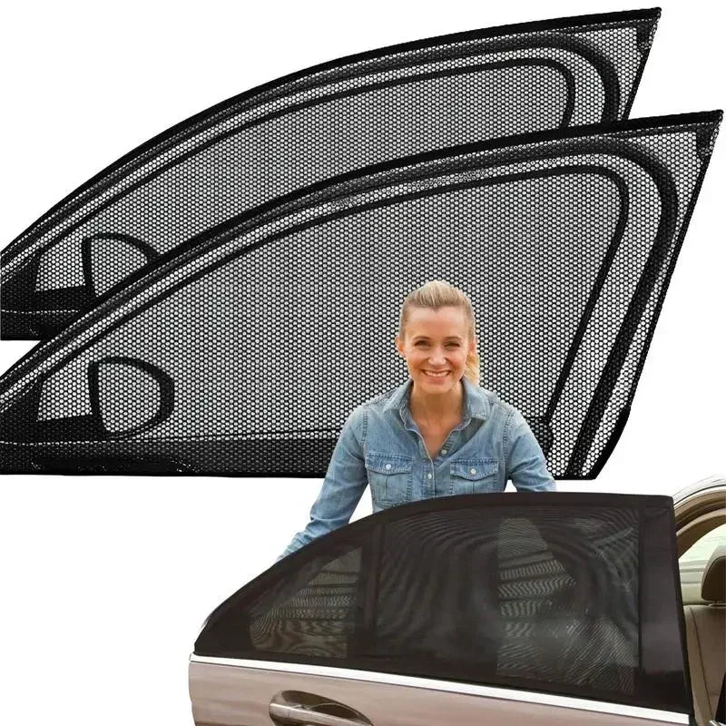 2pcs Car Rear Side Window Sunshade UV Protect Shield Mesh Prevent Mosquito Sunshine Privacy Protection Foldable Curtain Qme