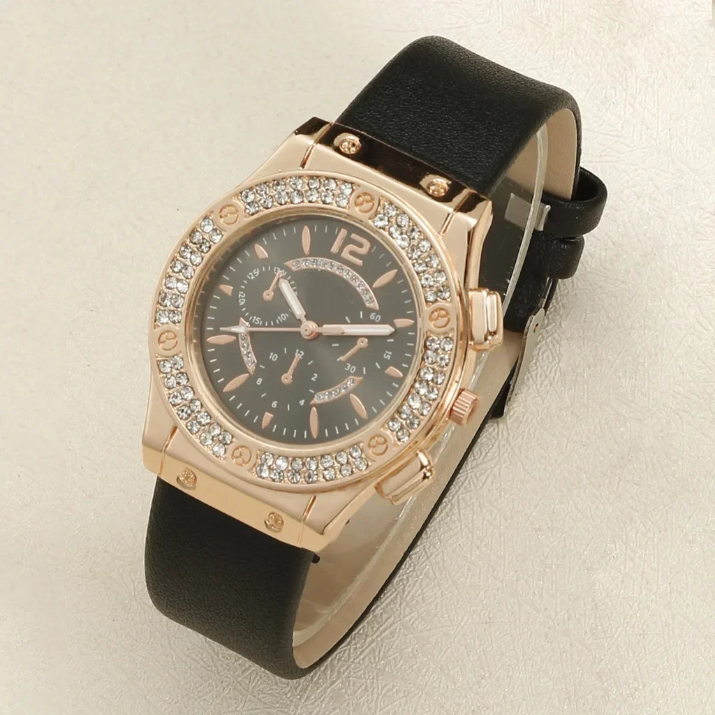 1pcs/set of versatile and fashionable PU strap watch, minimalist watch, women's trendy quartz watch Qme