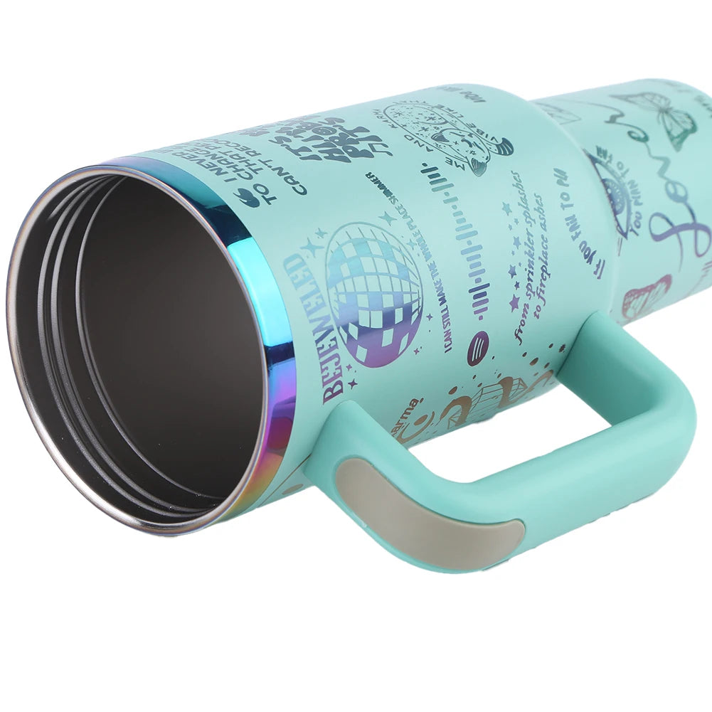 40oz Stainless Steel Insulated Water Bottle with Straw Vacuum Insulated Car Mug Thermal Iced Travel Cup for Camping Hiking Qme