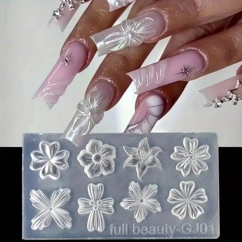 3d Flower Silicone Nail Mold Lily Five-petal Transparent Diy Art Qme