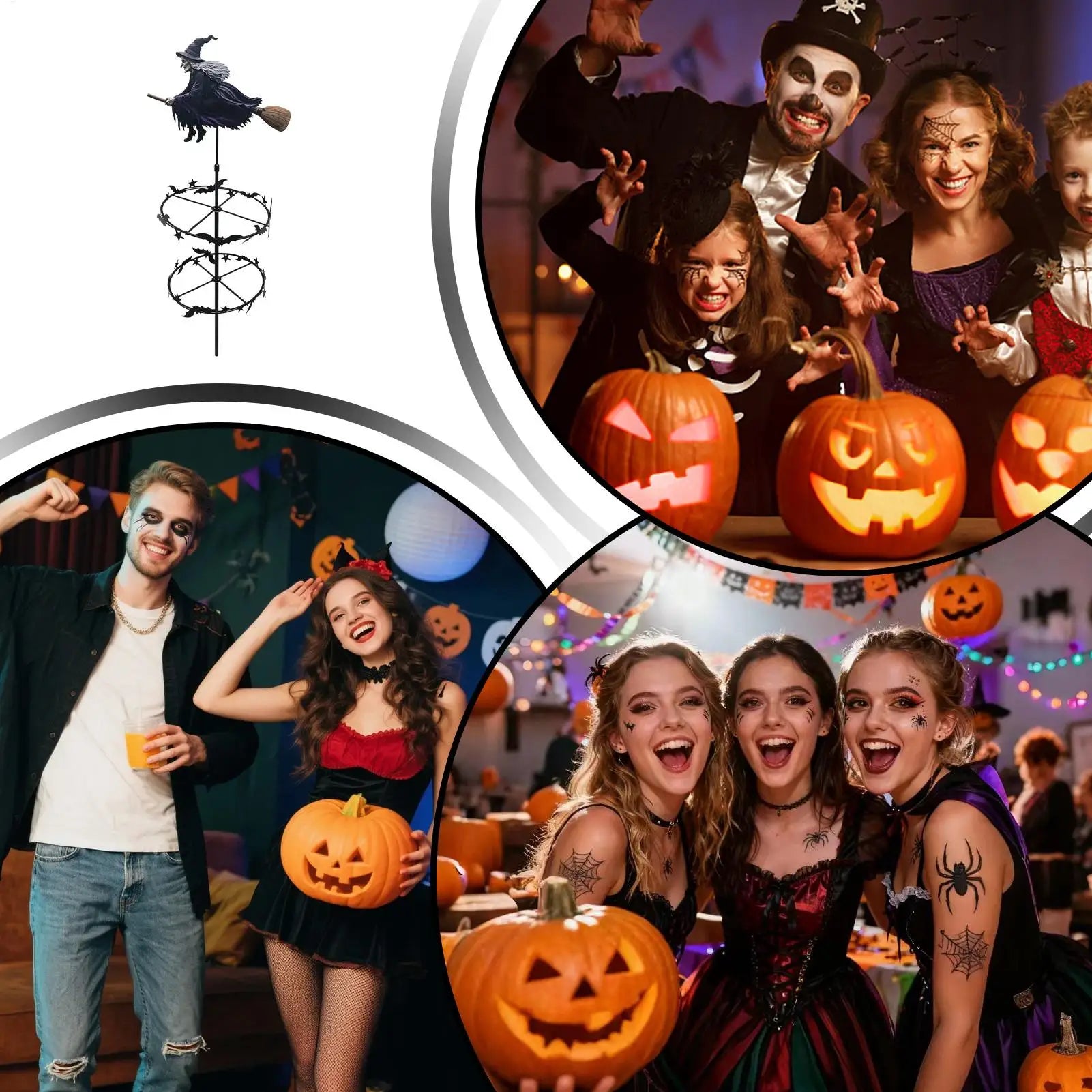 Halloween Garden Spinner 2D Flat Metal Decorative Yard Art Stake Qme