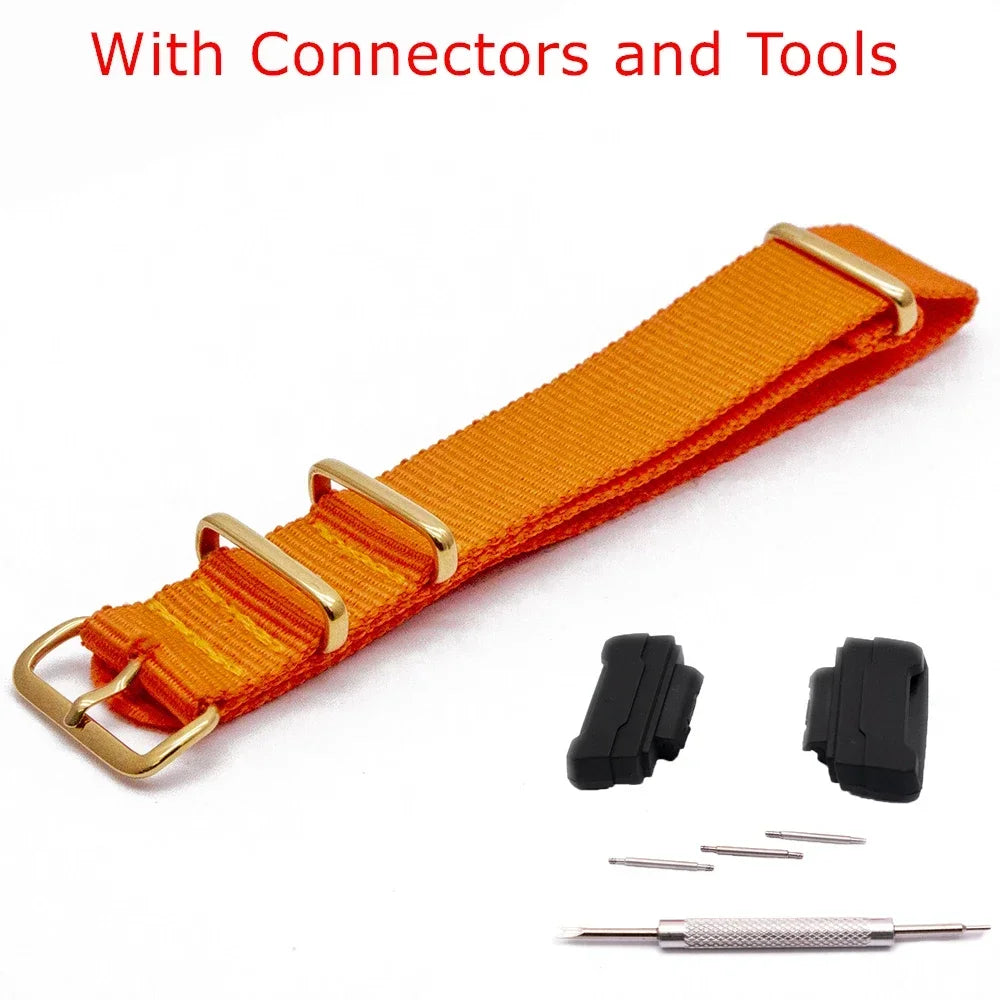Nylon Watch Strap for Casio G-Shock GA100 GA120 GA110 GA400 Men Women Gold Buckle Replacement Watchband Bracelet Qme Orange 22mm