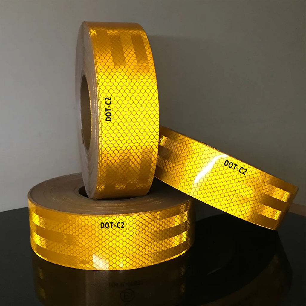 High Conspicuity Yellow Reflective Tape Prismatic Retro Reflector Sticker Waterproof Reflective Strip For Truck Trailer Qme