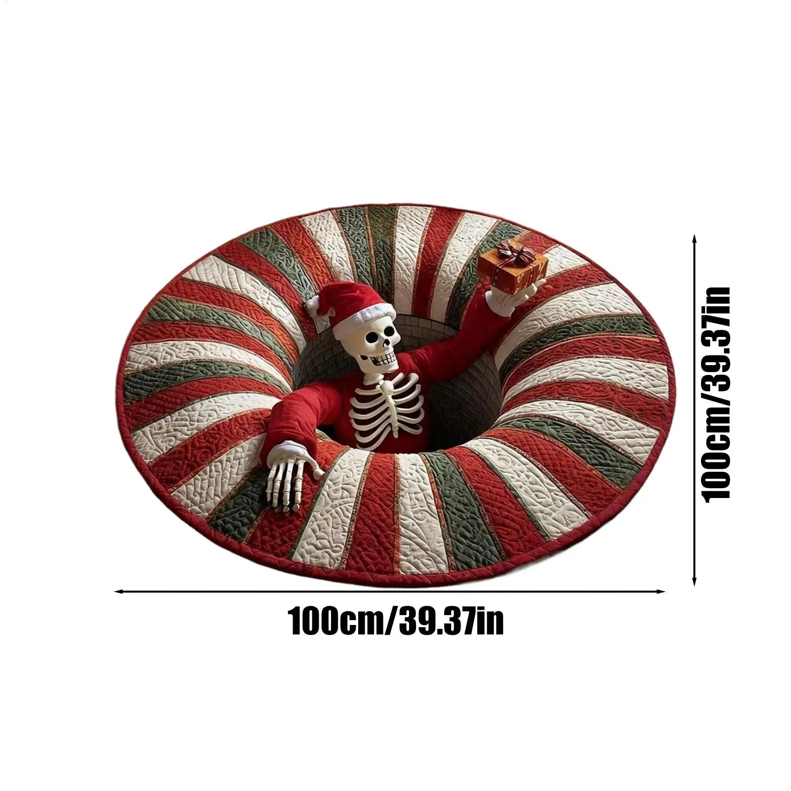 3D Rug Mat Floor Christmas Decor Round Quilted Holiday Bathroom Qme