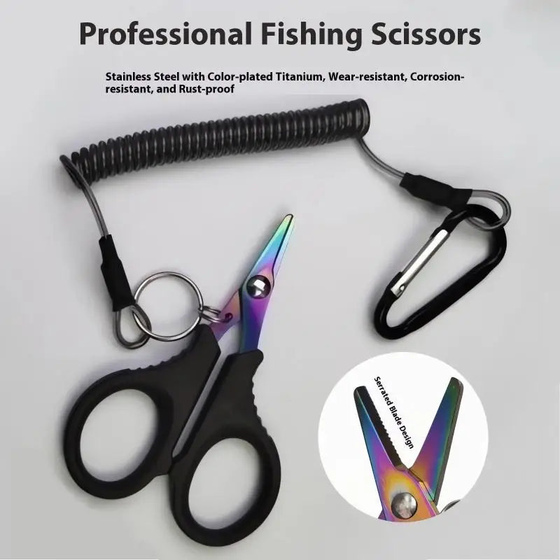 Titanium Coating Stainless Steel Fishing Scissor Plier Cut PE Braid Qme