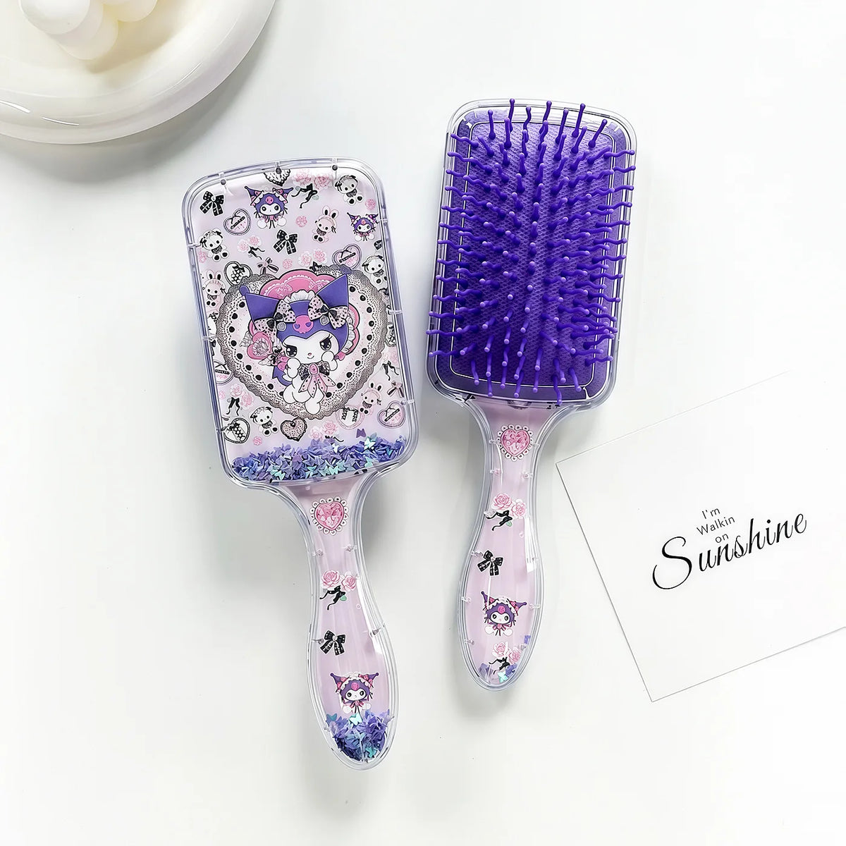 Hello Kitty Kuromi Glitter Cushion Comb Shake-Shake Air-Cushion Comb Cute Hair-Smoothing Comb Qme 3