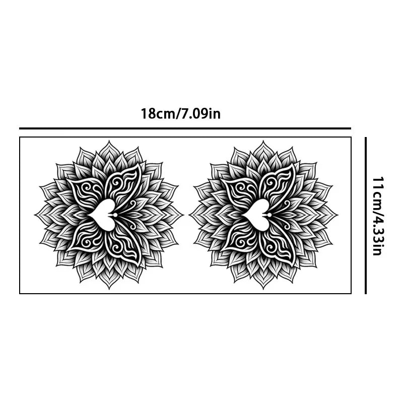 Sexy trend chest tattoo stickers love round nipple stickers waterproof and sweat-proof pure black temporary stickers Qme CC-321