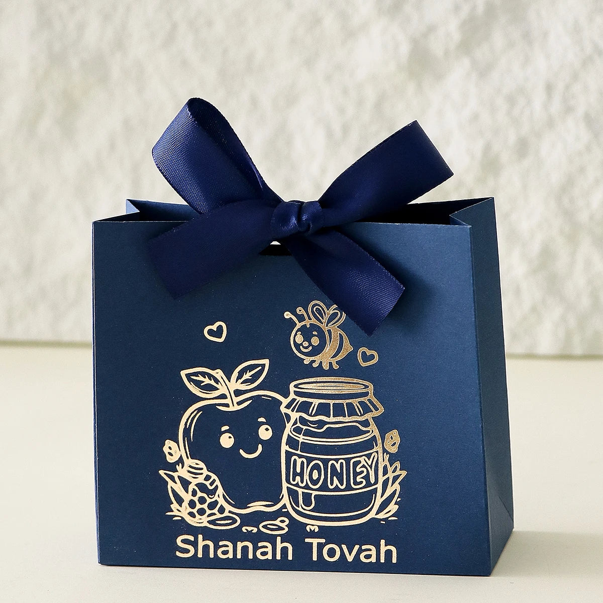 10 Square Paper Boxes for Jewish New Year Gifts and Candy, with Gold-Stamped Apple and Honey Jar Line Patterns on the Surface. Can Be Used to Store Candies and Small Souvenirs, Suitable for Jewish New Year Family Gatherings, Qme Fmg-Blue-10Pcs 11.5X10X4.5Cm