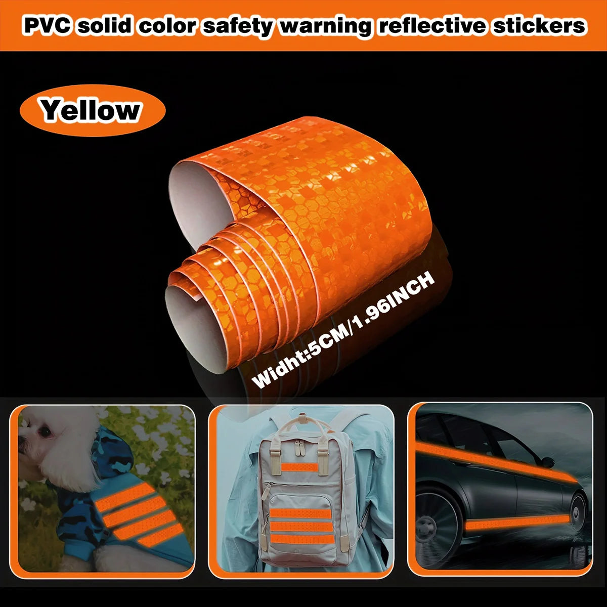 High Visibility Car Reflective Tape Night Driving Safety Warning Strip Motorcycle Reflector Decal for Enhanced Visibility Qme Orange 9m 5cm