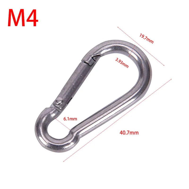 304 Stainless Steel Spring Carabiner Snap Hook Keychain Quick Link Qme M4