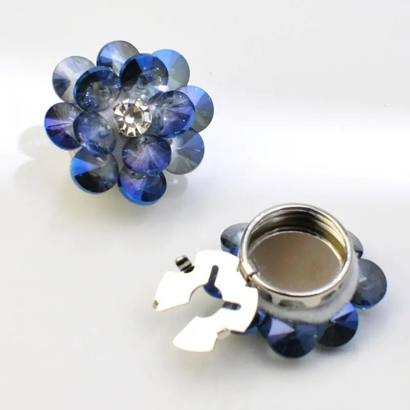 2PCS Rhinestone Flower Cufflinks For Women Suit Shirt Buttons Covers Fashion Jewelry Accessories Decoration Gifts Qme style 2