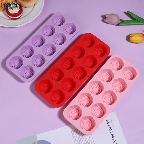 10-Cavity Silicone Rose Cake Mold Nonstick Reusable Baking Pan DIY Qme