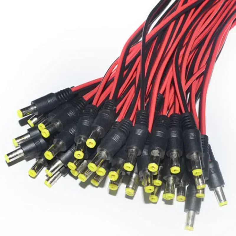 12V DC, 26cm, 5.5mm x 2.1mm, Power supply adapter plug, male female jack cable cords wire for LED Strip Light Camera Qme